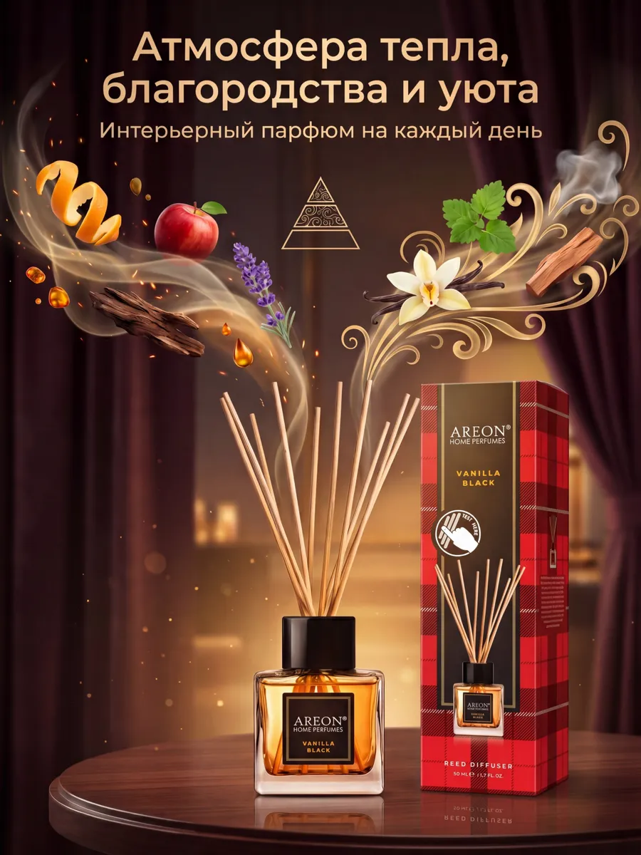Диффузор для дома с палочками стойкий Vanilla Black 50 мл.