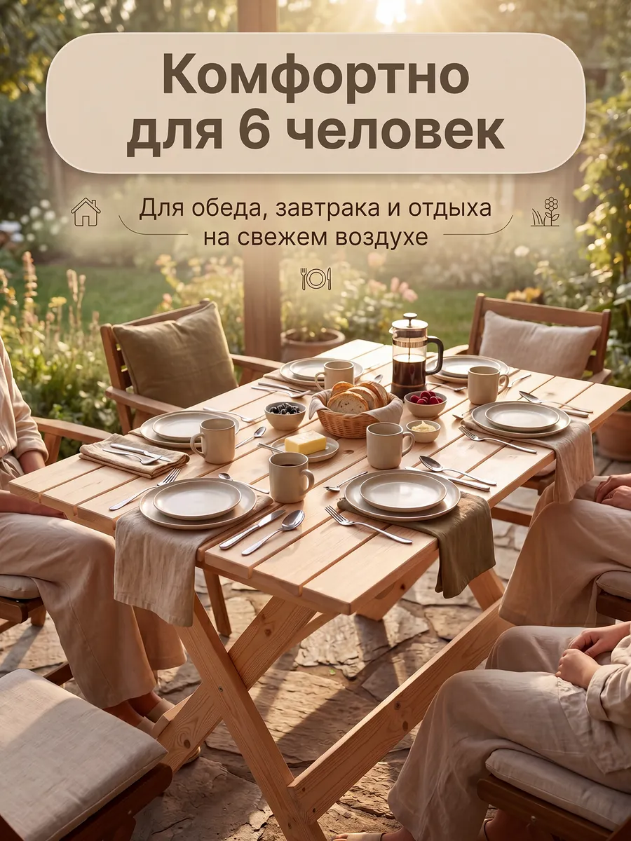 Стол складной садовый деревянный