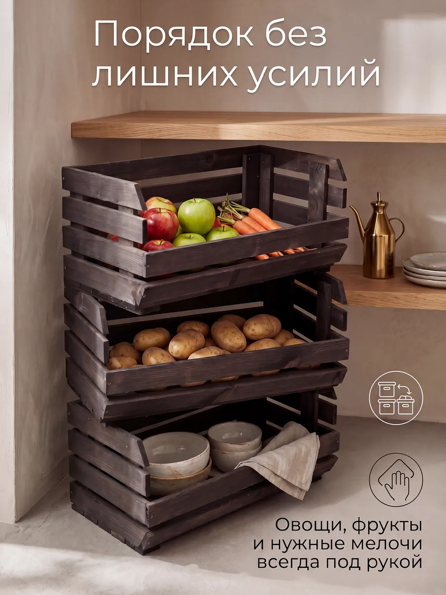 Стеллаж ящики деревянные для хранения овощей