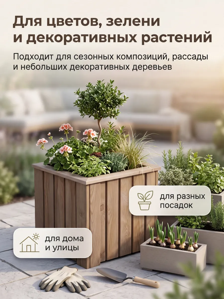 Кашпо напольное высокое для цветов уличное на ножках большое