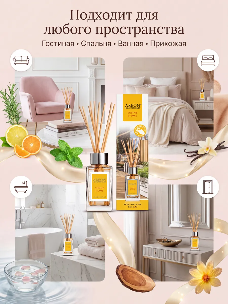 Диффузор для дома с палочками стойкий Sunny Home 85 мл