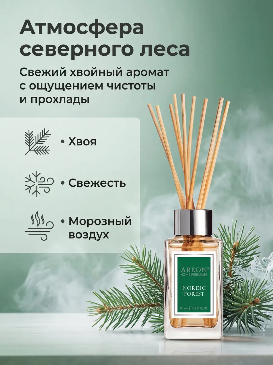 Диффузор для дома с палочками стойкий Nordic Forest 85 мл