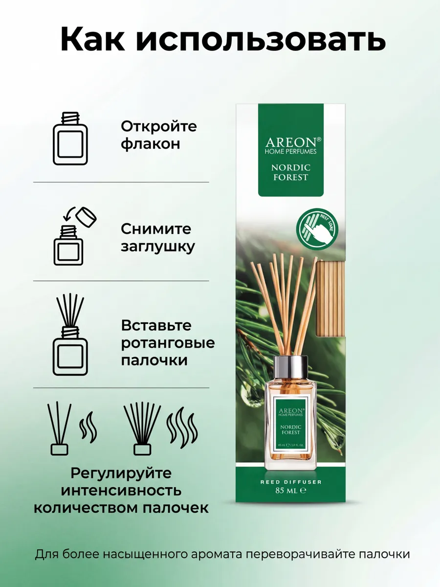 Диффузор для дома с палочками стойкий Nordic Forest 85 мл