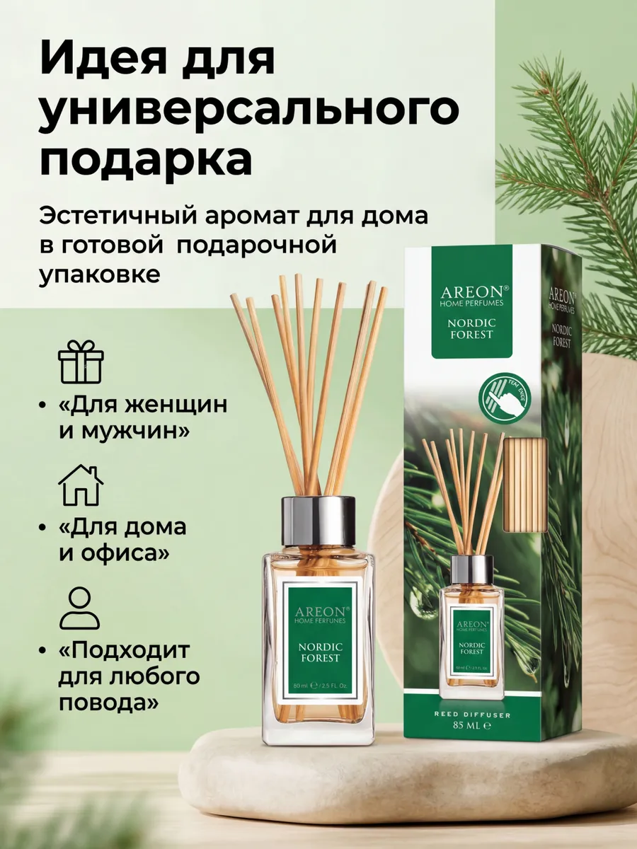 Диффузор для дома с палочками стойкий Nordic Forest 85 мл